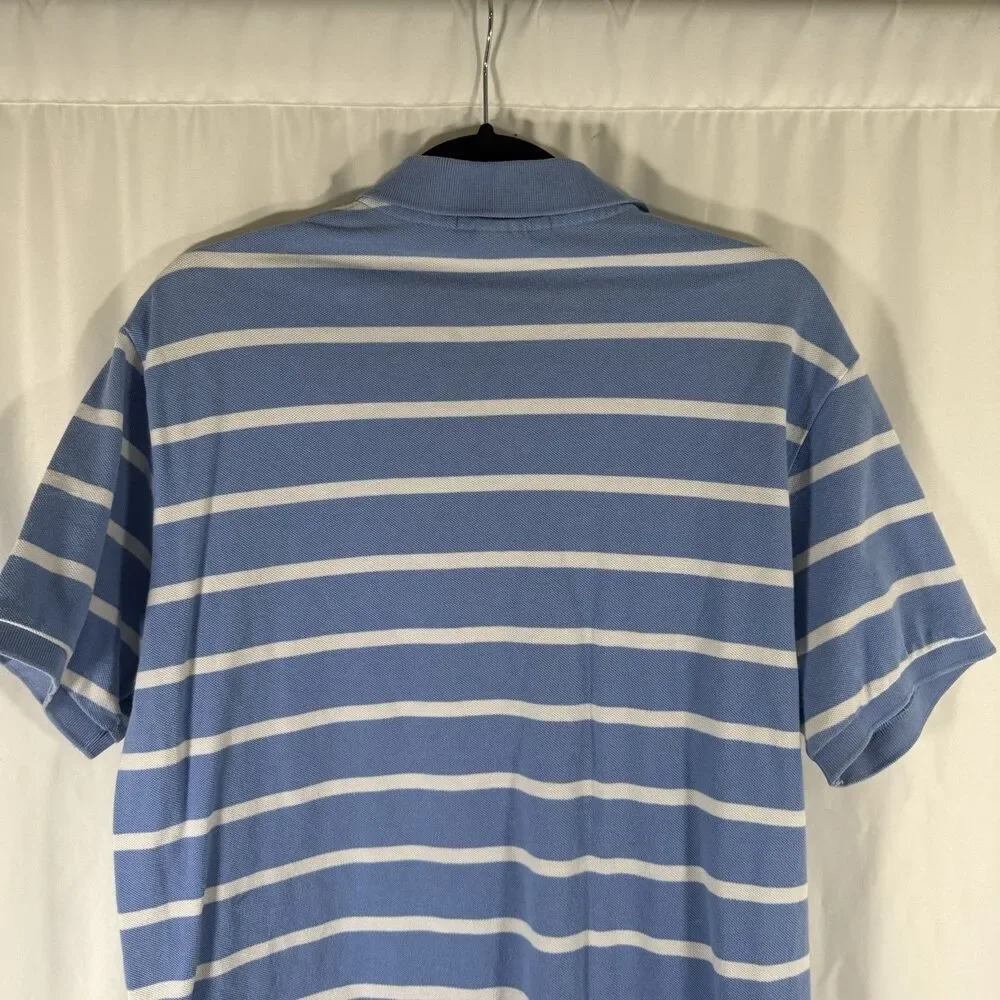 Polo Ralph Lauren Polo Shirt Mens XL Blue Striped Short Sleeve Custom Fit Cotton